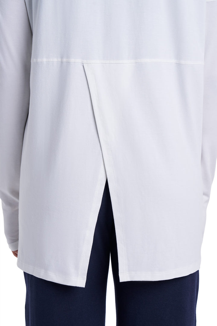 Women's Long Sleeve Sun Wrap with Back Slit | White position-6