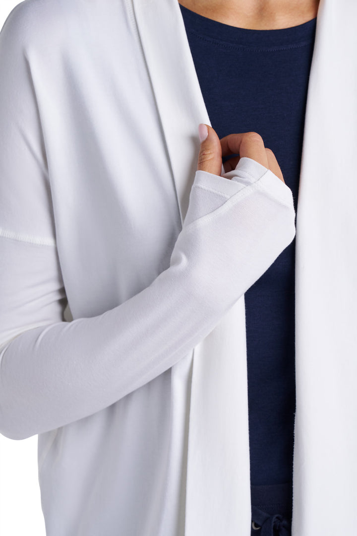 Women's Long Sleeve Sun Wrap with Back Slit | White position-7