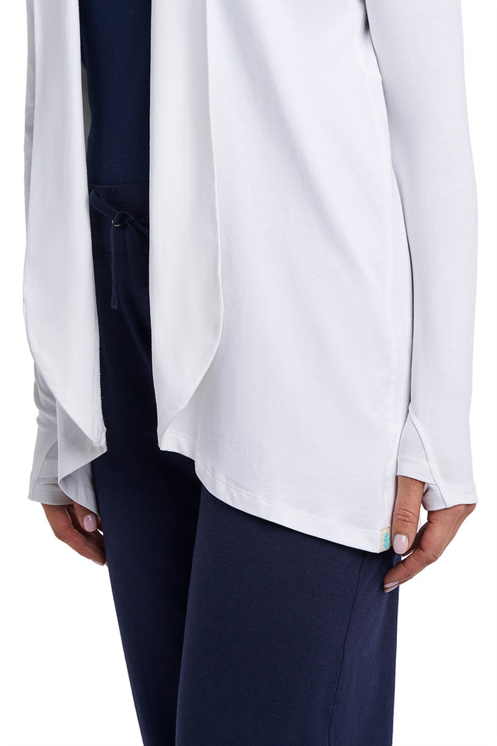 Women's Long Sleeve Sun Wrap with Back Slit | White position-8