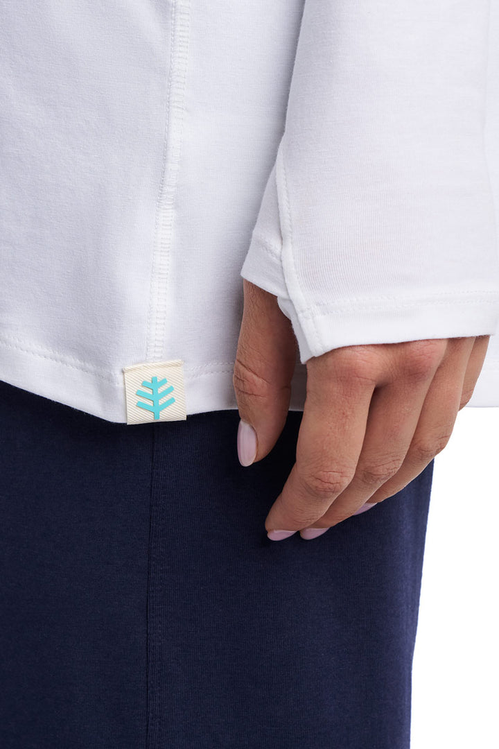 Women's Long Sleeve Sun Wrap with Back Slit | White position-9