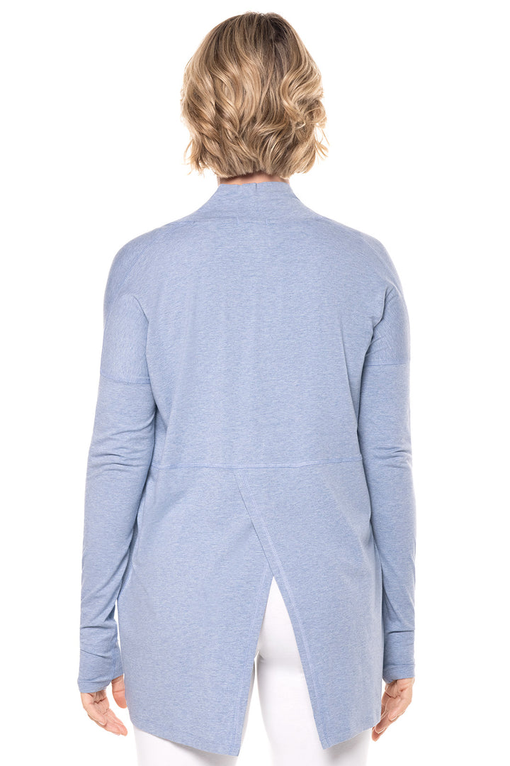 Women's Long Sleeve Sun Wrap with Back Slit | Light Blue Heather position-2