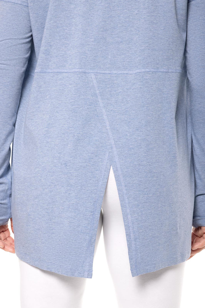 Women's Long Sleeve Sun Wrap with Back Slit | Light Blue Heather position-5