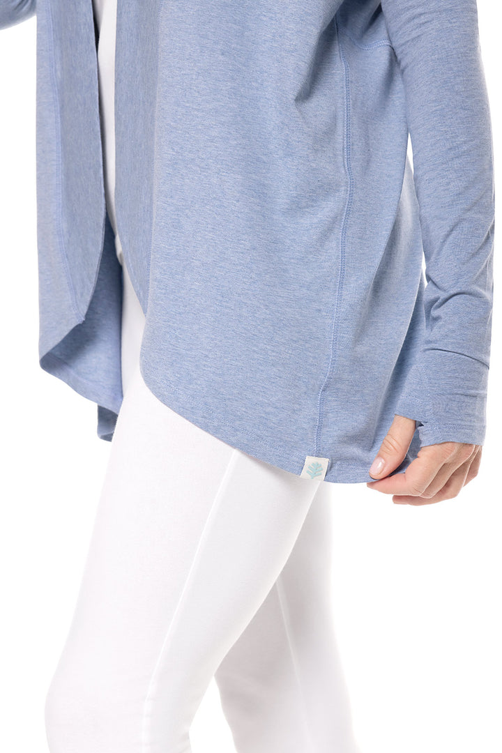 Women's Long Sleeve Sun Wrap with Back Slit | Light Blue Heather position-6