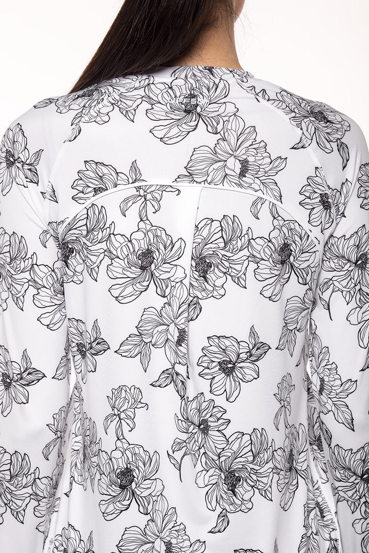Women's Performance Long Sleeve Top | White/Black Perfect Peony position-3