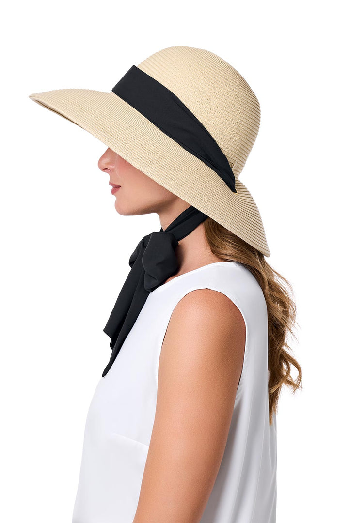 Women's Fashion Hat with Scarf  | Natural/Black/White position-4