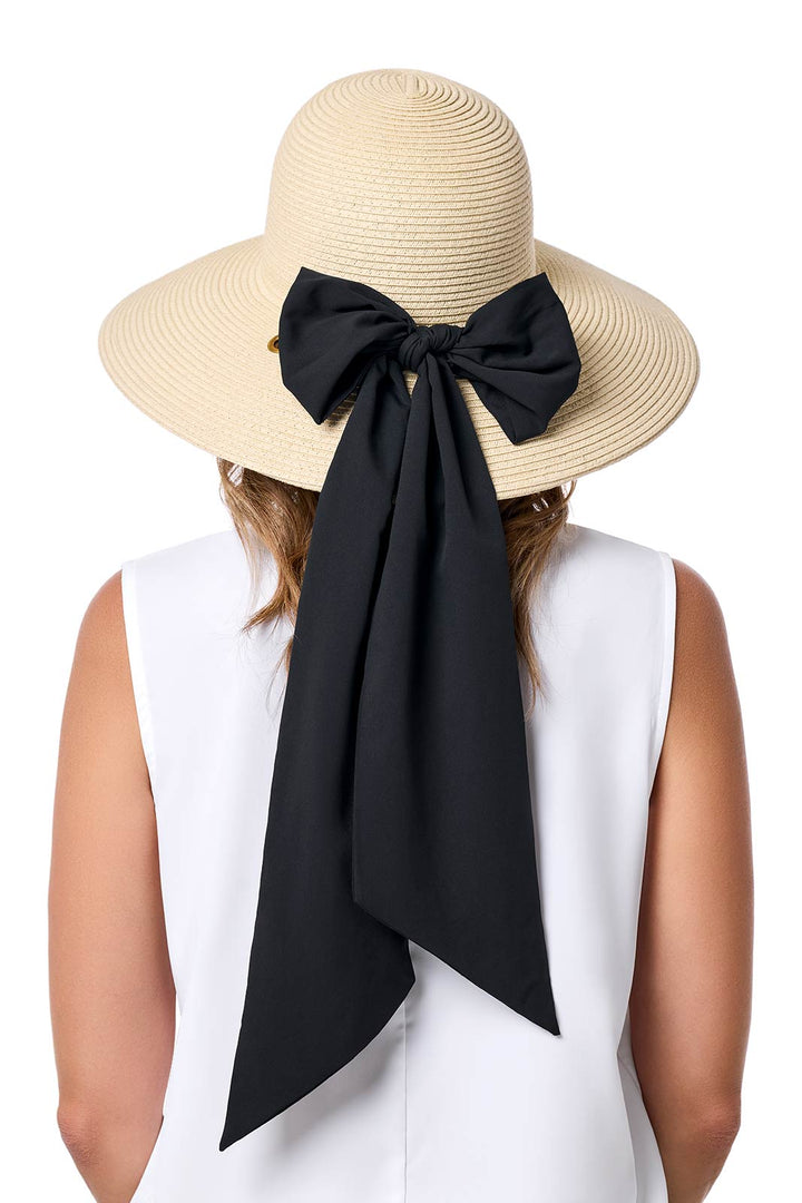 Women's Fashion Hat with Scarf  | Natural/Black/White position-5