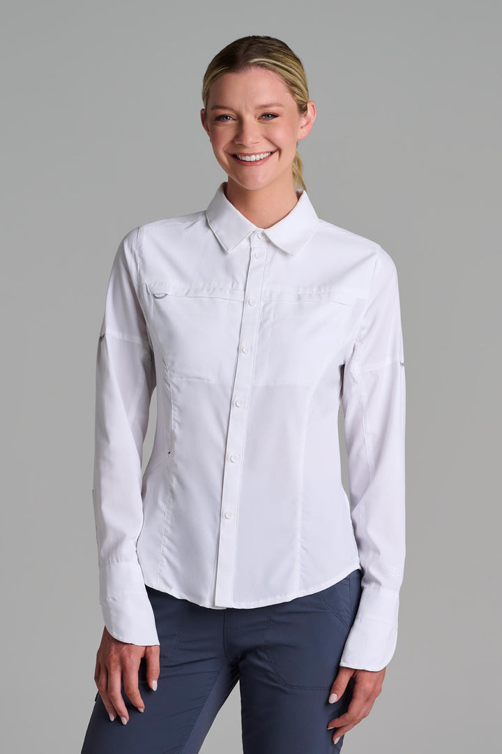 Women's Long Sleeve Fishing Sun Shirt | White position-1