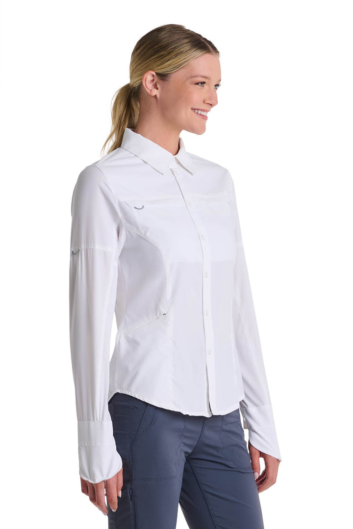 Women's Long Sleeve Fishing Sun Shirt | White position-3