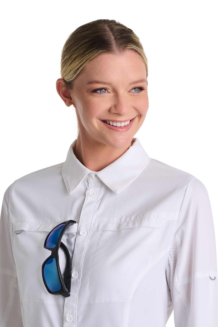 Women's Long Sleeve Fishing Sun Shirt | White position-5