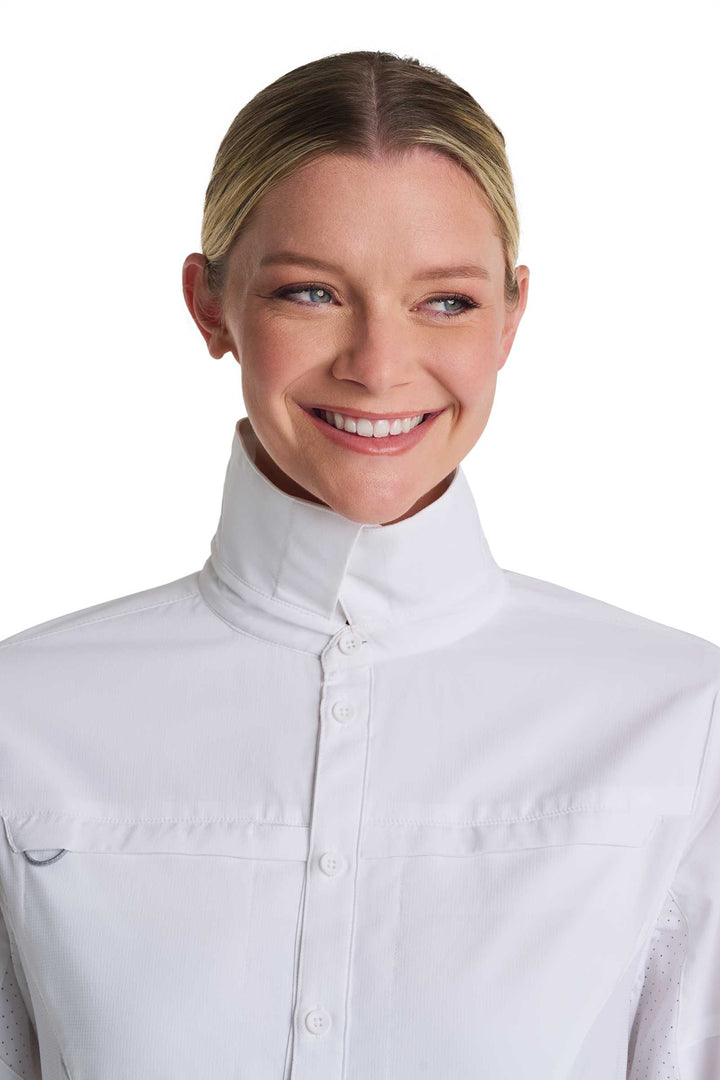Women's Long Sleeve Fishing Sun Shirt | White position-6