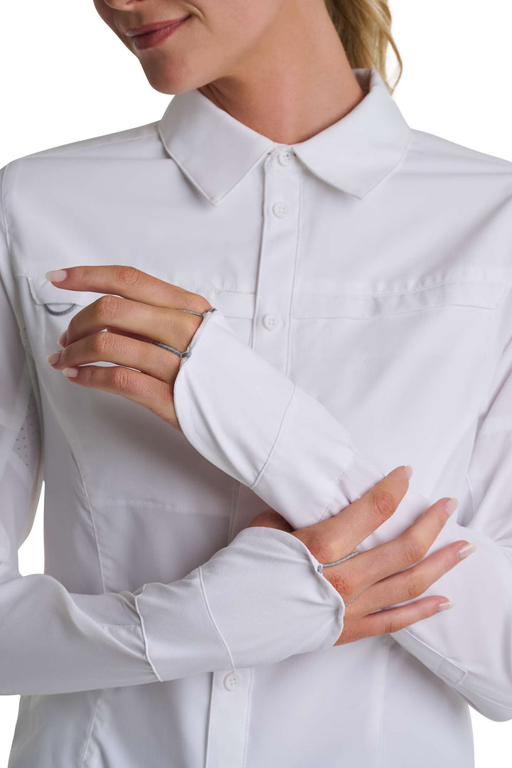 Women's Long Sleeve Fishing Sun Shirt | White position-8