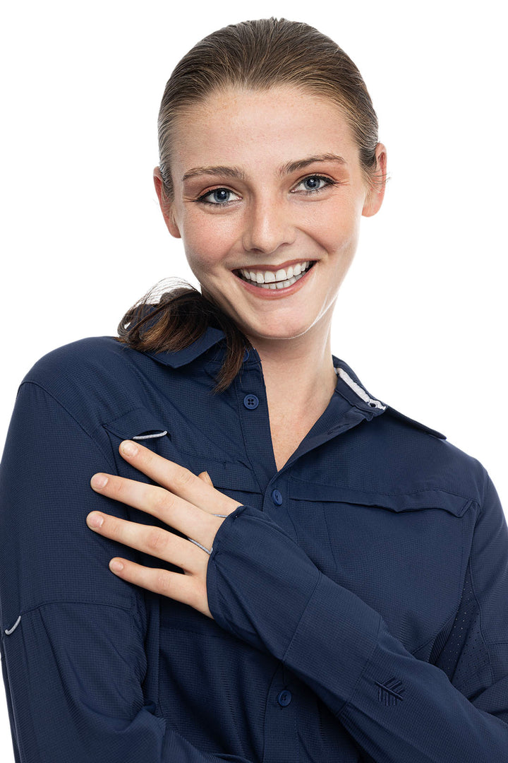 Women's Long Sleeve Fishing Sun Shirt | Navy position-5