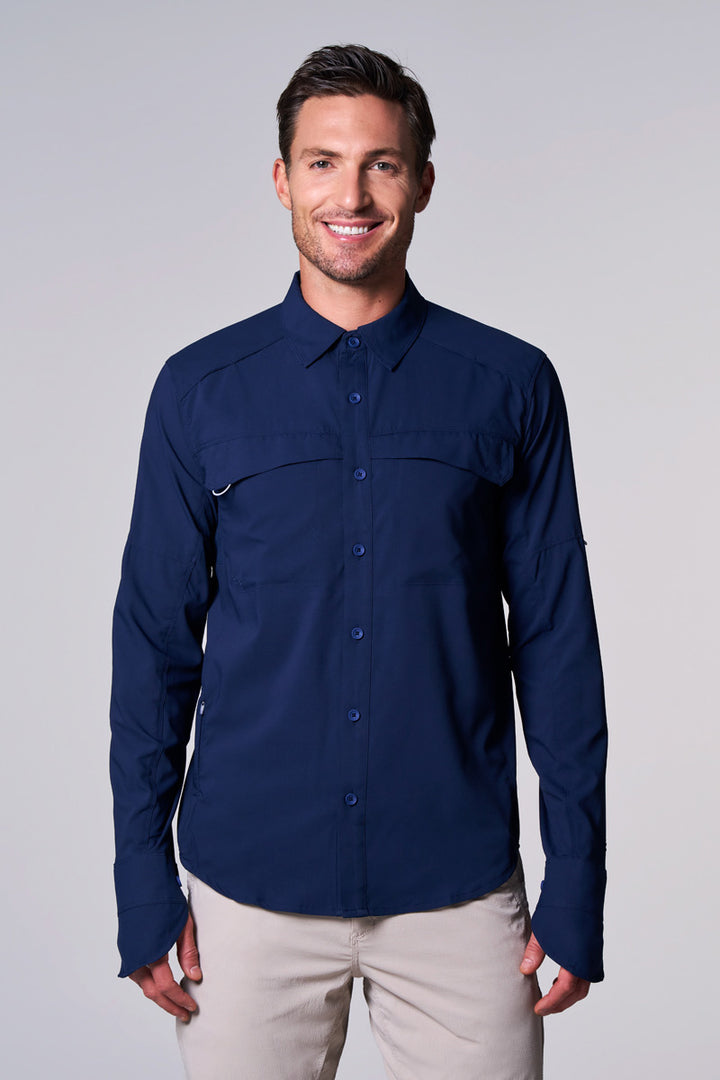 Men's Long Sleeve Fishing Shirt | Navy position-1