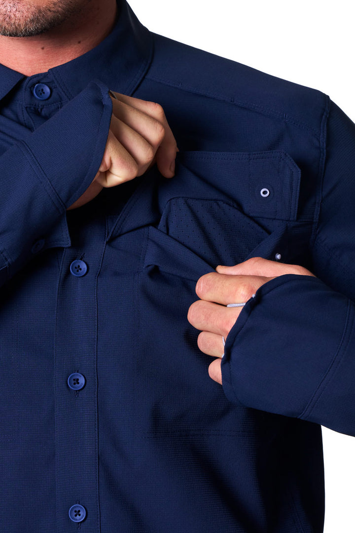 Men's Long Sleeve Fishing Shirt | Navy position-14