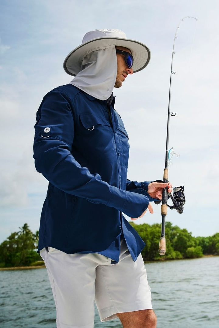 Men's Long Sleeve Fishing Shirt | Navy position-2