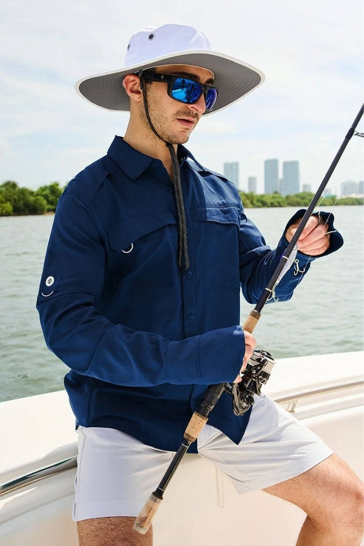 Men's Long Sleeve Fishing Shirt | Navy position-17