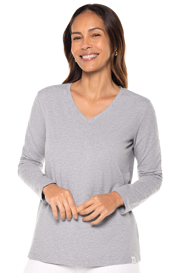Women's V-Neck Long Sleeve T-Shirt | Grey Heather position-1
