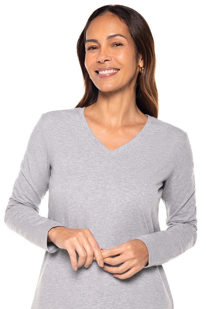Women's V-Neck Long Sleeve T-Shirt | Grey Heather position-7