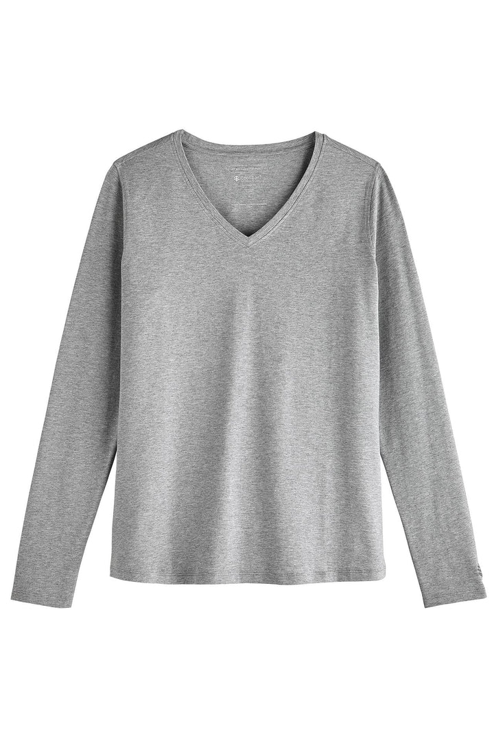 Women's V-Neck Long Sleeve T-Shirt | Grey Heather position-5