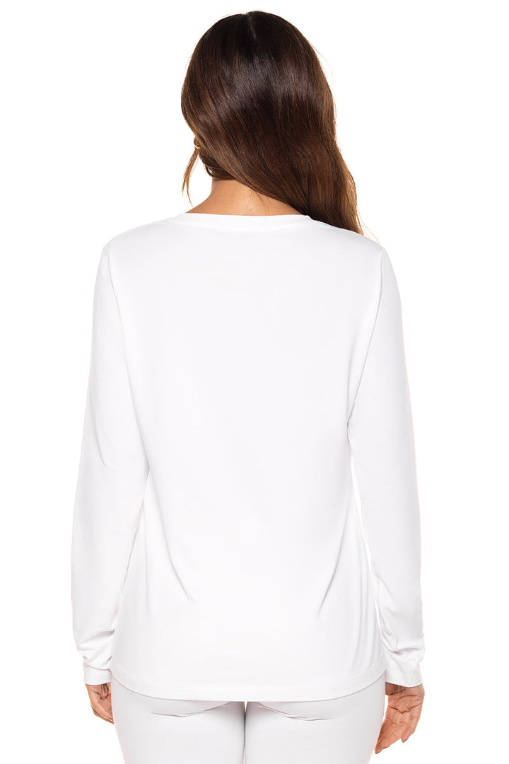 Women's V-Neck Long Sleeve T-Shirt | White position-3