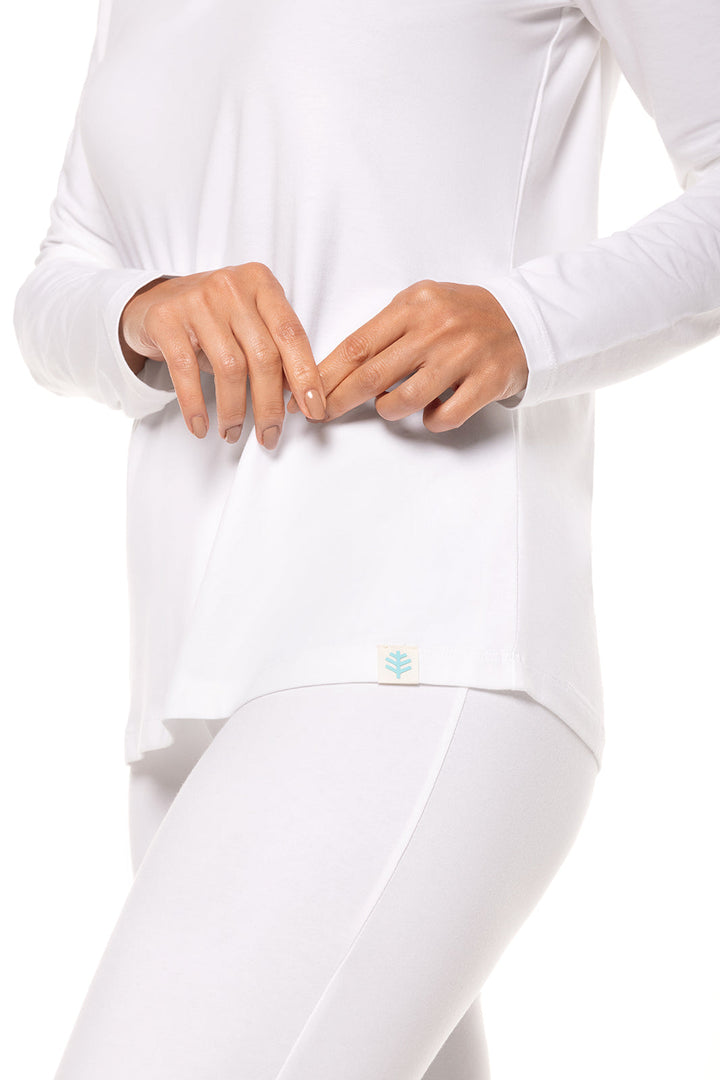 Women's V-Neck Long Sleeve T-Shirt | White position-4