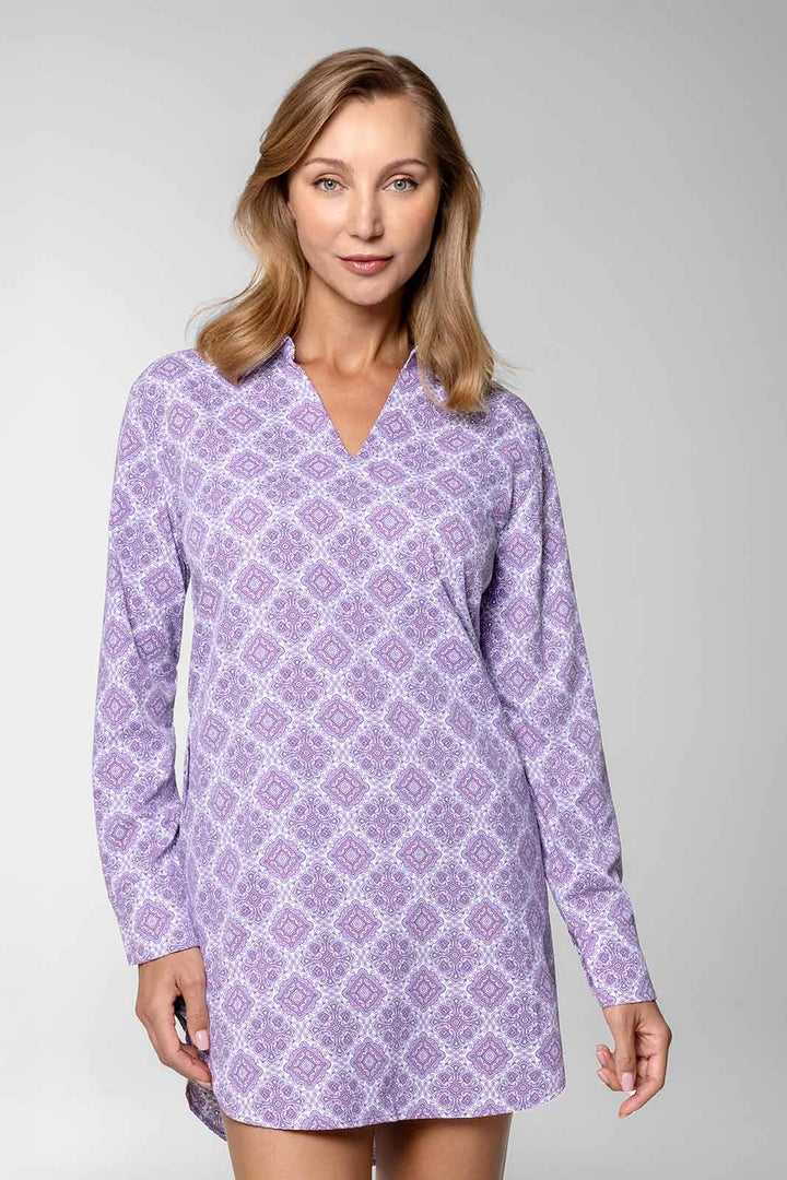 Cover-Up Pull Over Shirt with Pockets | Lavendula Diamond Mandala position-2