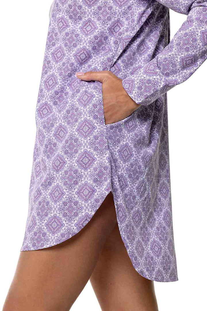 Cover-Up Pull Over Shirt with Pockets | Lavendula Diamond Mandala position-5