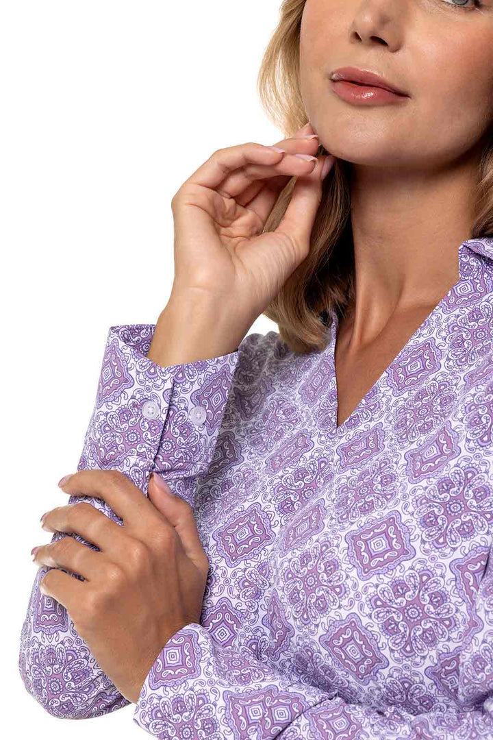 Cover-Up Pull Over Shirt with Pockets | Lavendula Diamond Mandala position-6