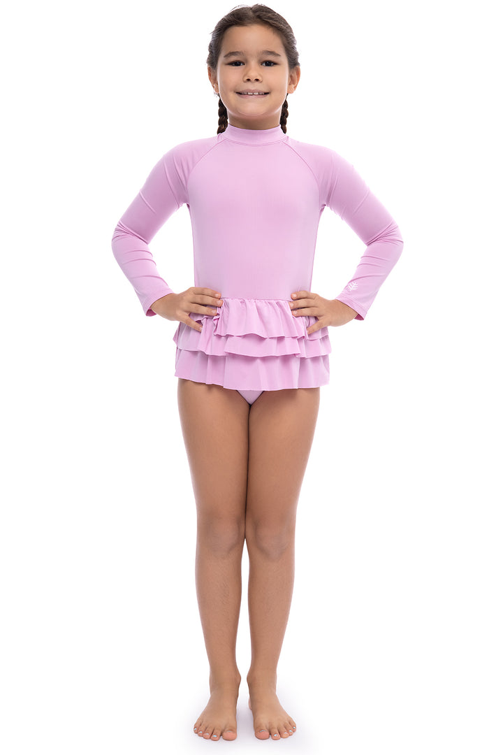 Girls' Long Sleeve Swimsuit | Peony Pink position-1