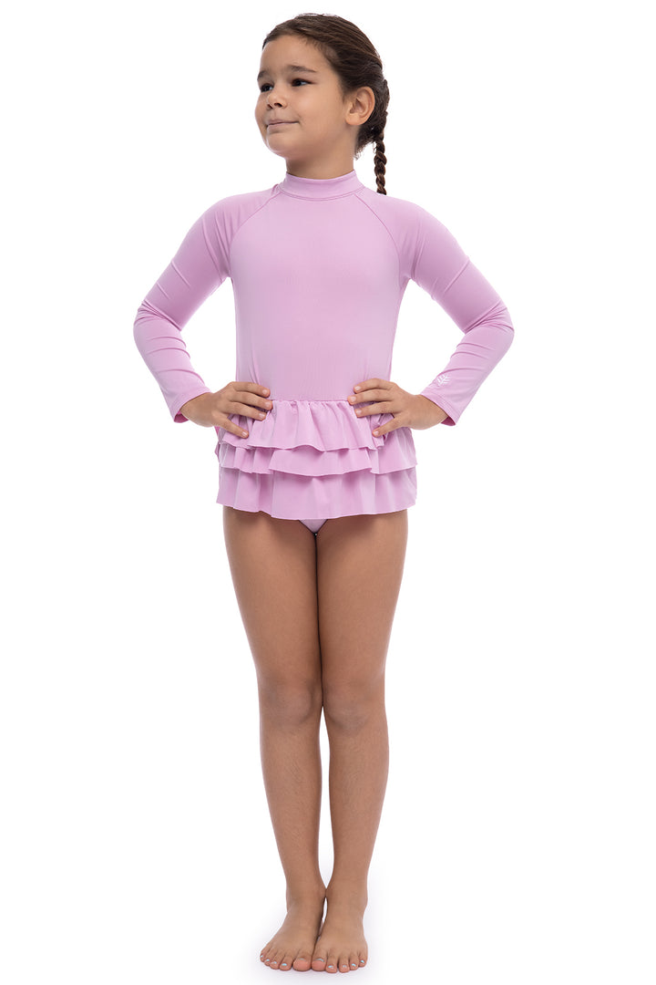 Girls' Long Sleeve Swimsuit | Peony Pink position-3