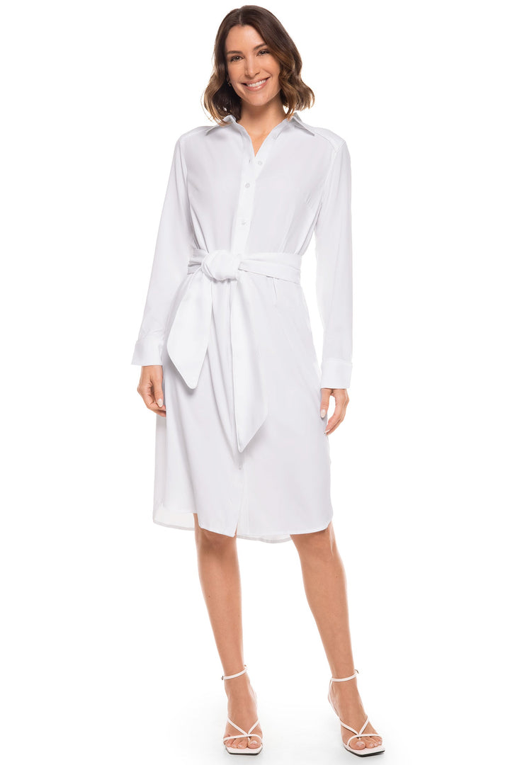 Shirt Dress with Belt | White position-8