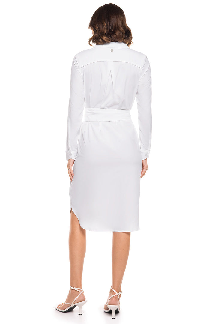 Shirt Dress with Belt | White position-9