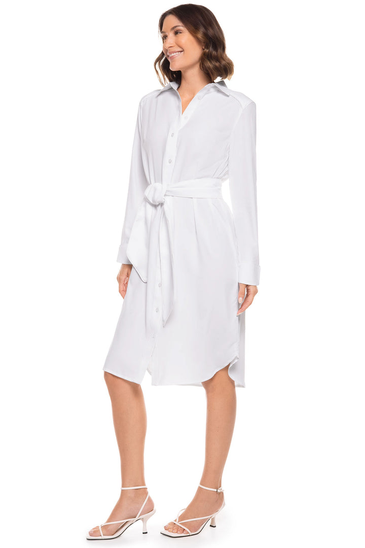 Shirt Dress with Belt | White position-11