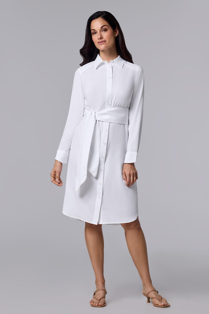Shirt Dress with Belt | White position-1