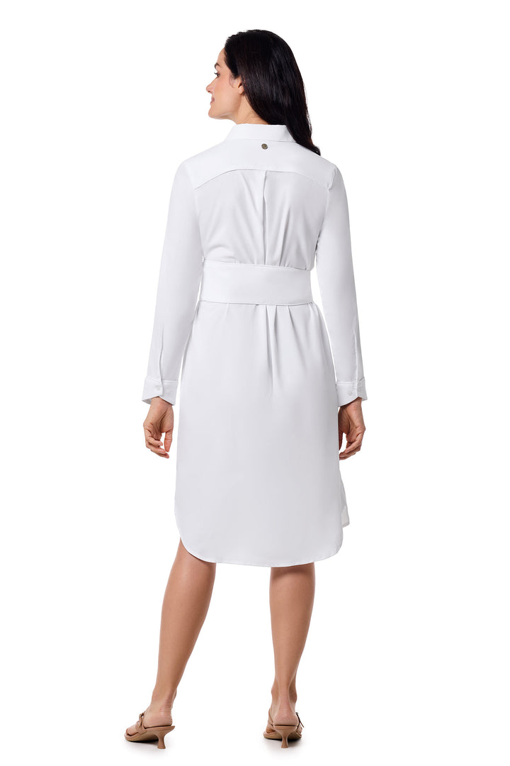 Shirt Dress with Belt | White position-4