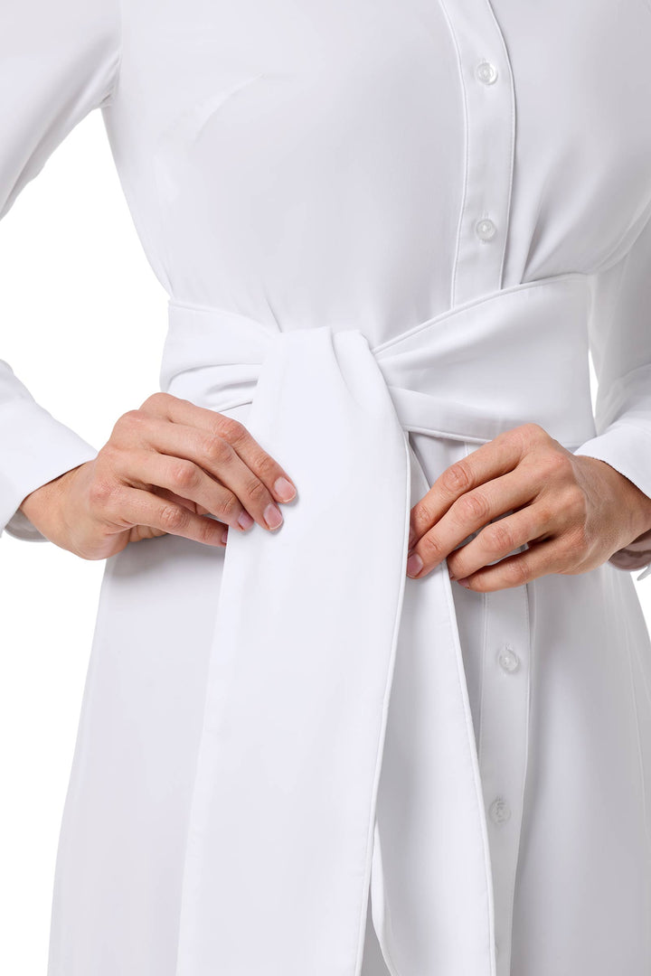 Shirt Dress with Belt | White position-6