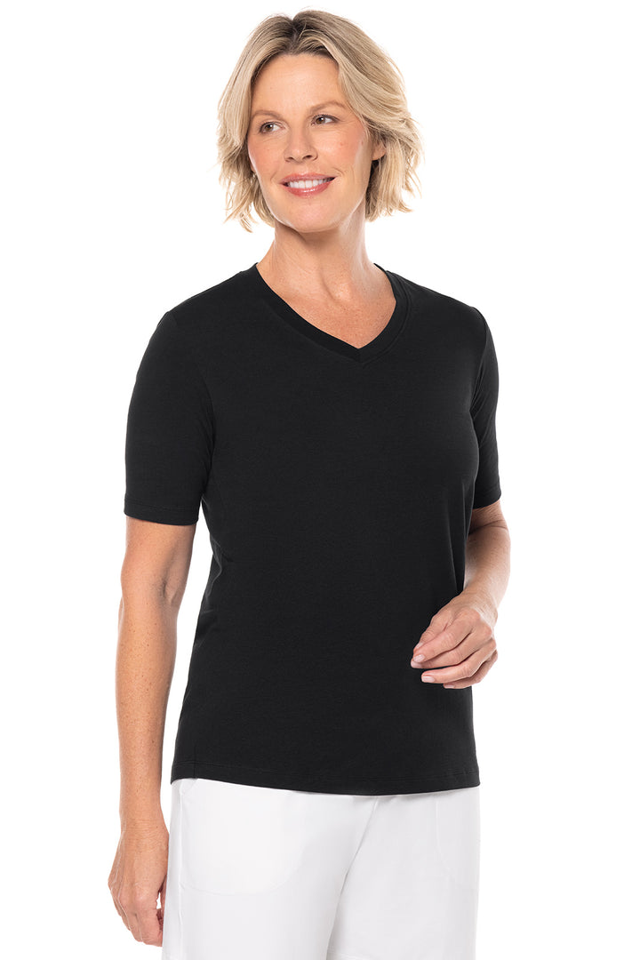 Women's V-Neck Short Sleeve T-Shirt | Black position-3