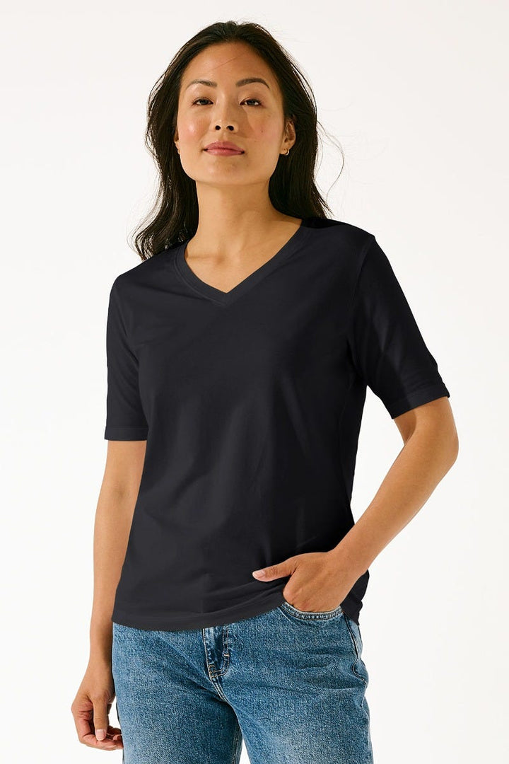 Women's V-Neck Short Sleeve T-Shirt | Black position-6