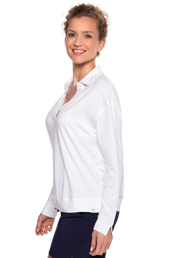 Women's Long-sleeve Collared Polo | White position-2