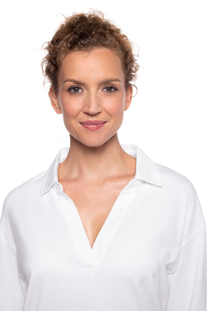 Women's Long-sleeve Collared Polo | White position-6