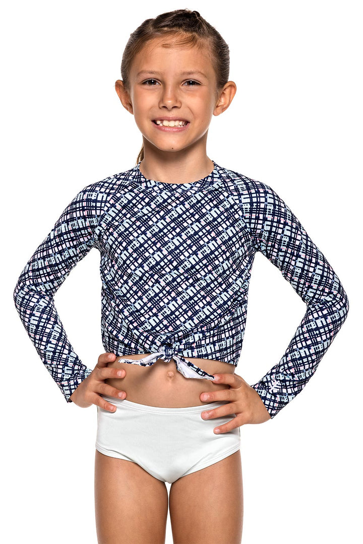 Girls' Swim Set | Navy Gulf Stream Stripe position-5