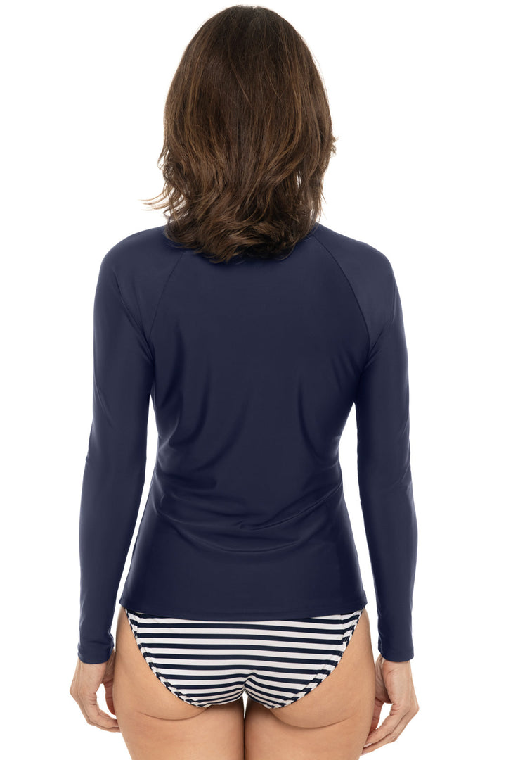 Women's Long Sleeve Rash Guard | Navy position-2
