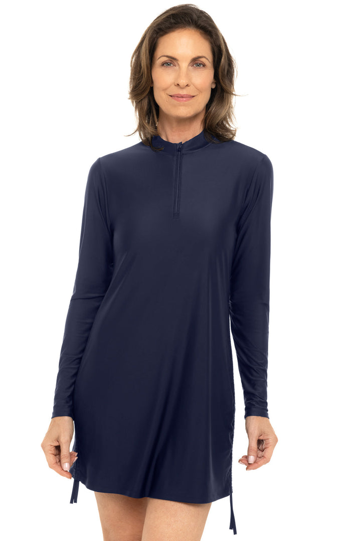 Women's Ruche Swim Top | Navy position-1