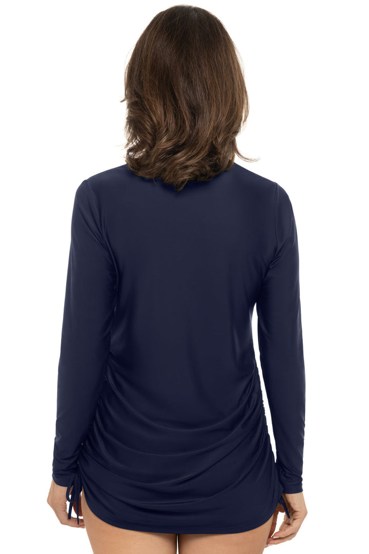 Women's Ruche Swim Top | Navy position-2