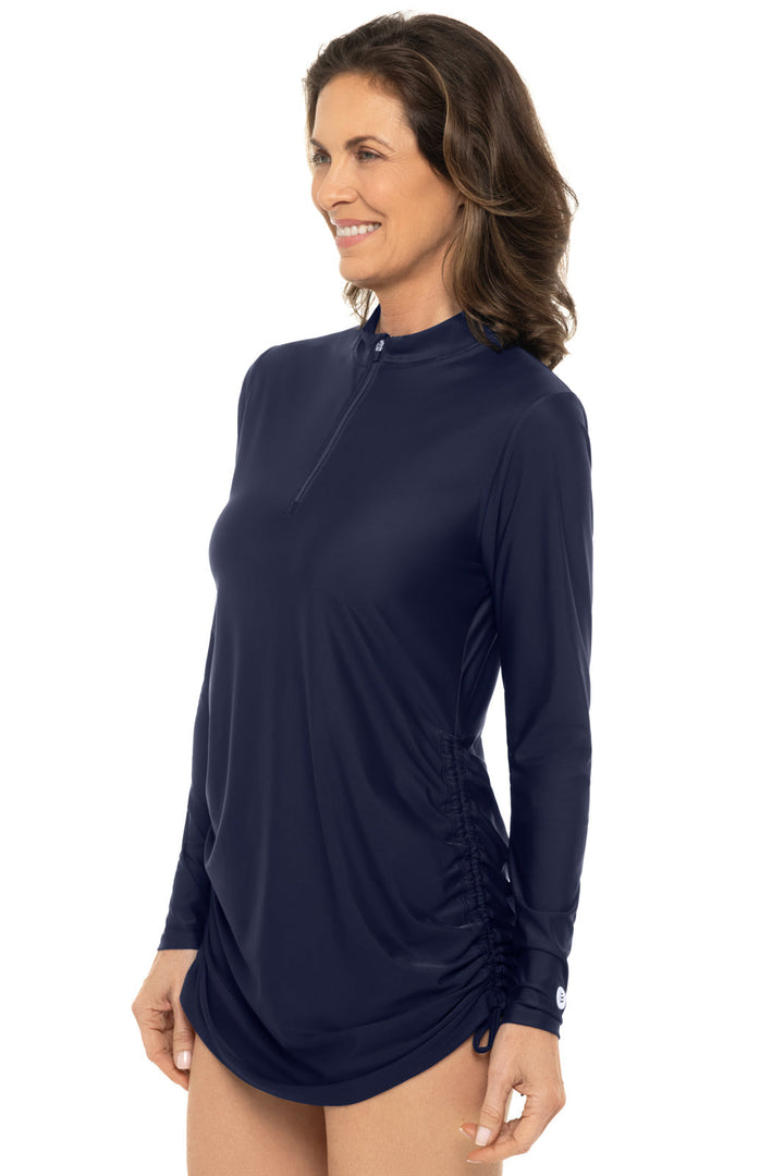 Women's Ruche Swim Top | Navy position-3