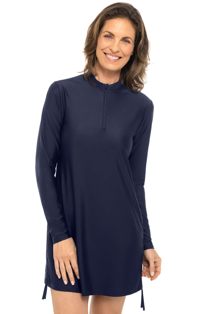 Women's Ruche Swim Top | Navy position-5