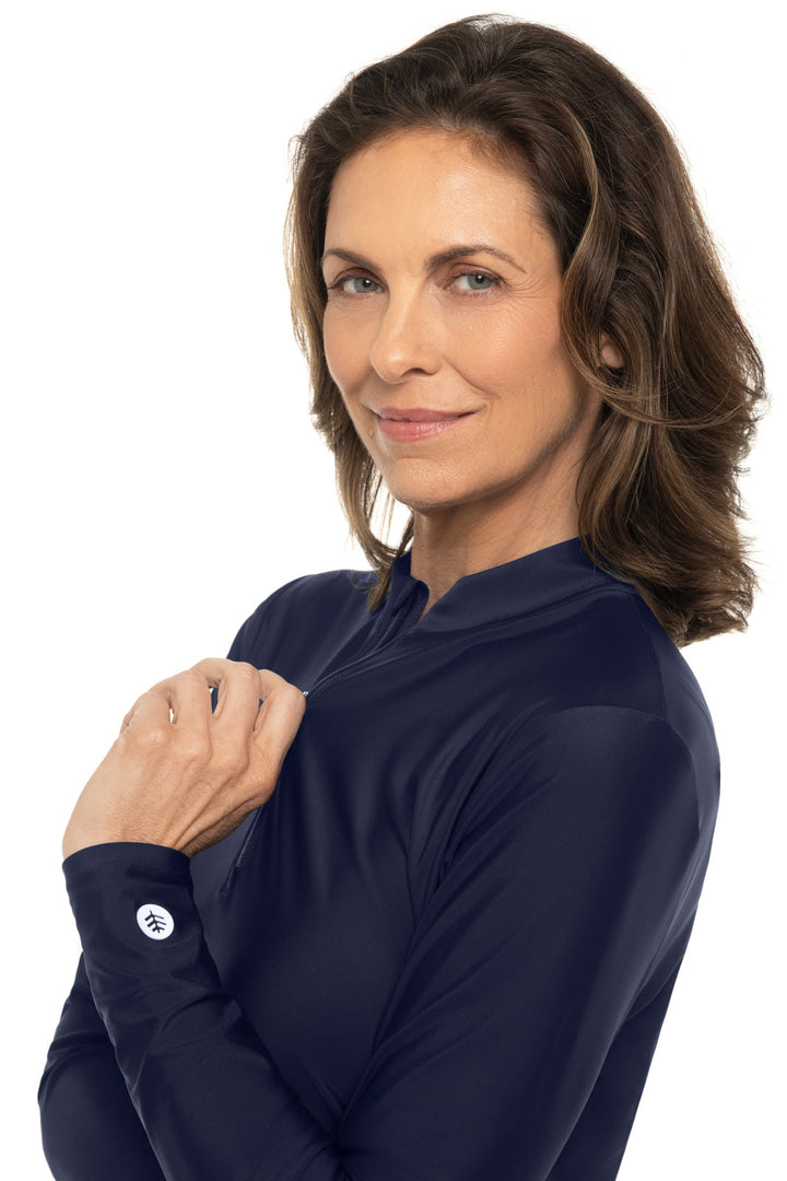 Women's Ruche Swim Top | Navy position-6
