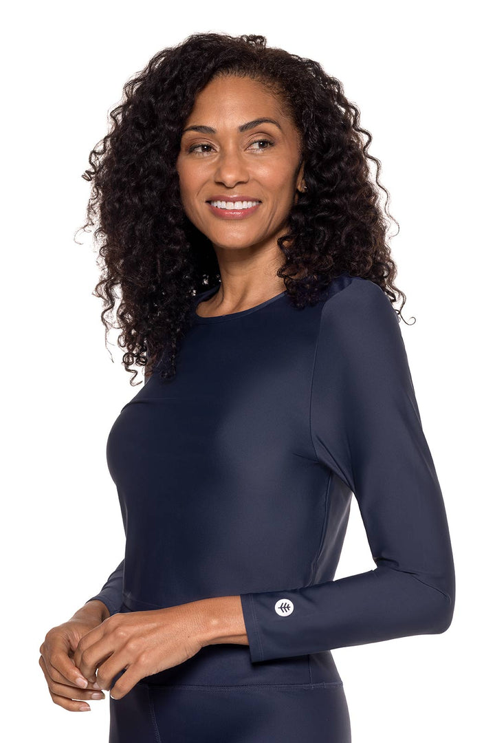 Women's Cropped Rash Guard | Navy position-2