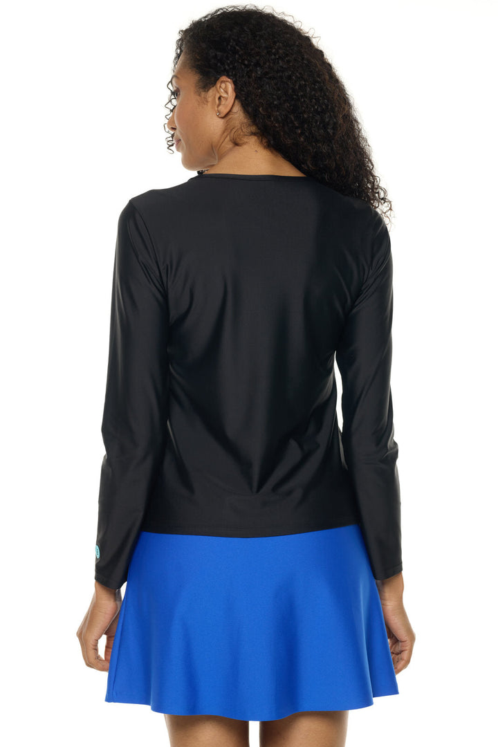Women's Long Sleeve Swim Shirt | Black position-2