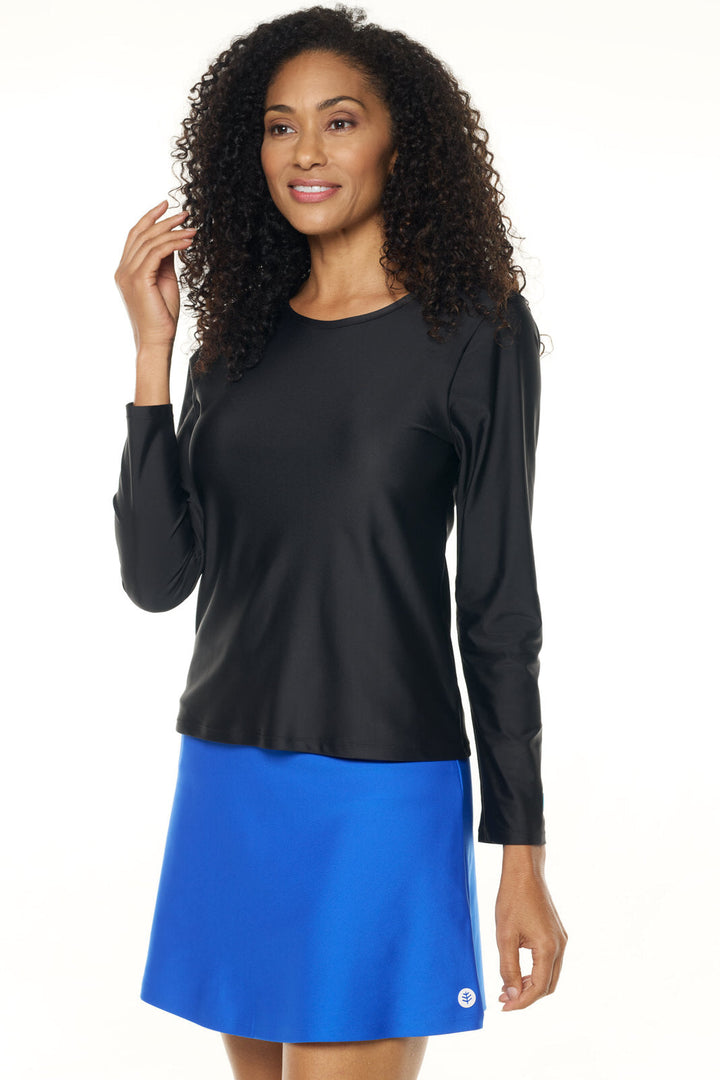 Women's Long Sleeve Swim Shirt | Black position-5